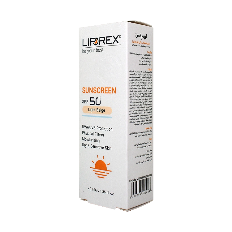 قیمت کرم ضد آفتاب بژ روشن پوست های خشک و حساس لیپورکس SPF50 حجم 40 میلی لیتر