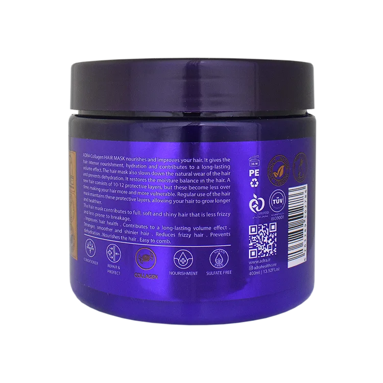 خرید ماسک مو فاقد سولفات کلاژن و رتینول آدرا حجم 400 میلی لیتر