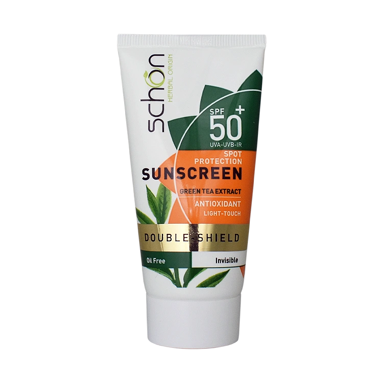 کرم ضد آفتاب بی رنگ پوست های مختلط و چرب دابل شیلد شون SPF50 حجم 50 میلی لیتر