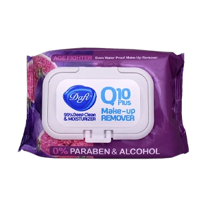 دستمال مرطوب پاک کننده آرایش چشم و صورت عصاره انجیر دافی مدل Age Fighter بسته 50 عددی